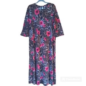 Lillypad 1X Leopard & Floral Print Dress Stretch Excellent Condition.